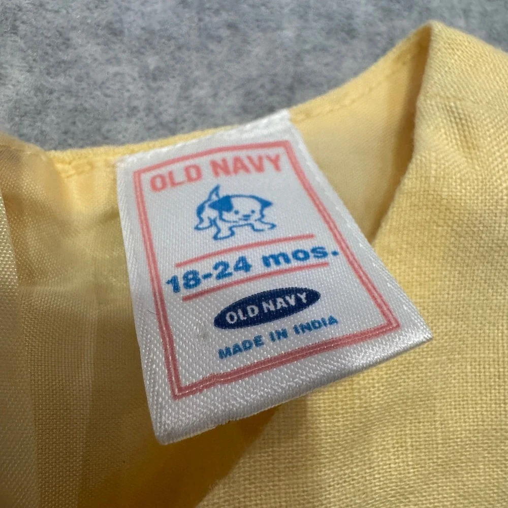 Old Navy Vintage‎ 2005 Yellow Linen Floral Embroidered Dress Shoes Set 18-24M